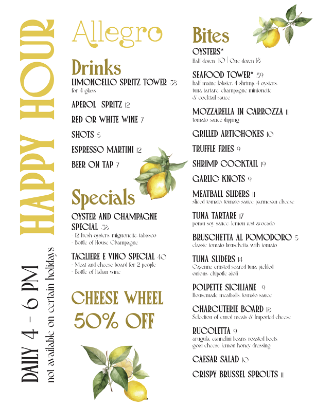 Weekend Happy Hour at Allegro